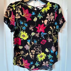 Bright Floral Print Short Sleeve Shirt- Size 6